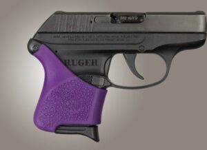 Black and purple Ruger handgun side view