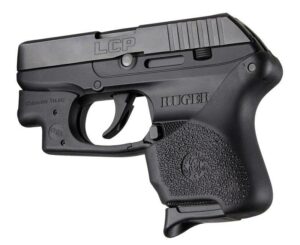 Compact black handgun with textured grip