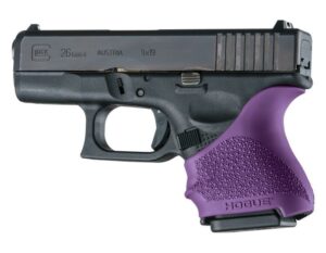 Pistol with purple grip handle