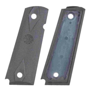 Set of two black gun grips with texture.