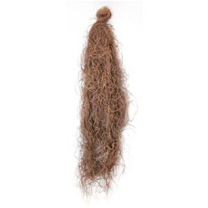 Natural brown raffia fiber bundle on white background