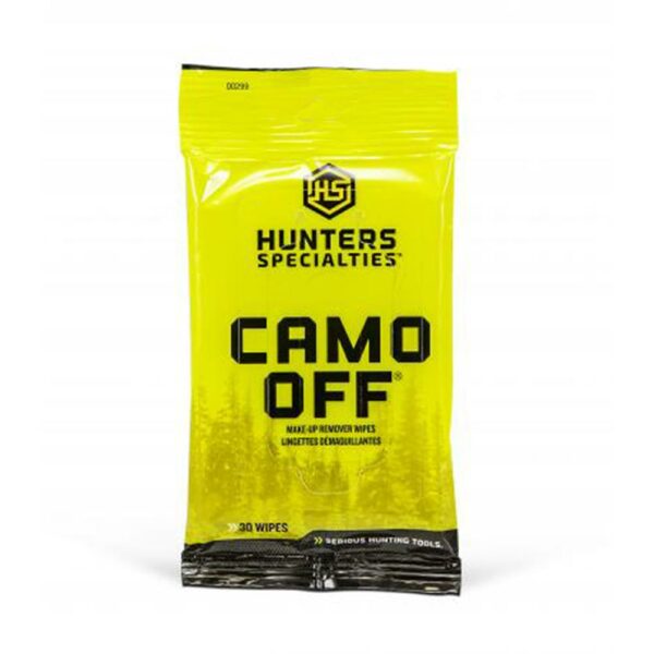 Hunters Specialties Camo Off makeup remover wipes pack.