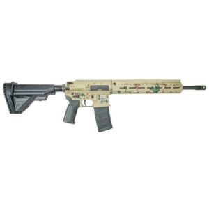 Decorated tan and black semi-automatic rifle