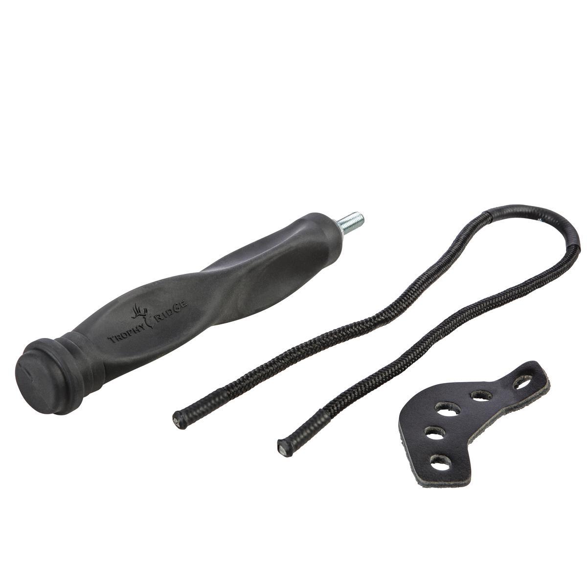 Black bow accessory kit with stabilizer and string.