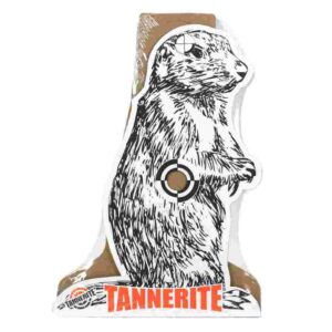 Tannerite prairie dog target with bullseye marks.