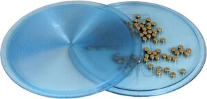 Blue flip chip packaging with components inside.