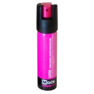 Pink pepper spray canister for self-defense.