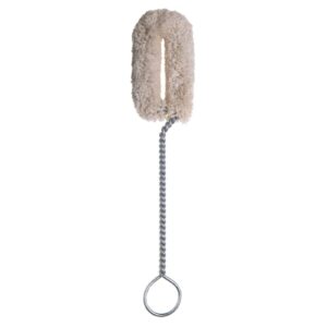 Bottle cleaning brush with twisted handle and loop.