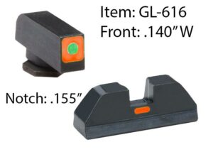 Gun sight set with dimensions, item GL-616.