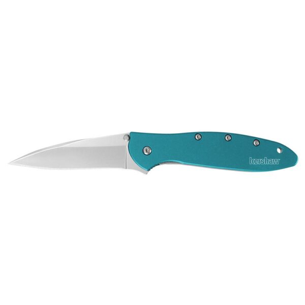 Teal folding knife with sharp blade
