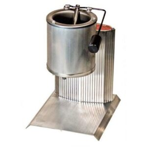 Commercial sausage stuffer machine for meat processing.