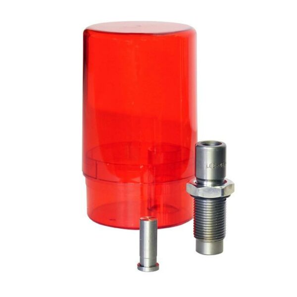 Red bullet sizing die with accessories.