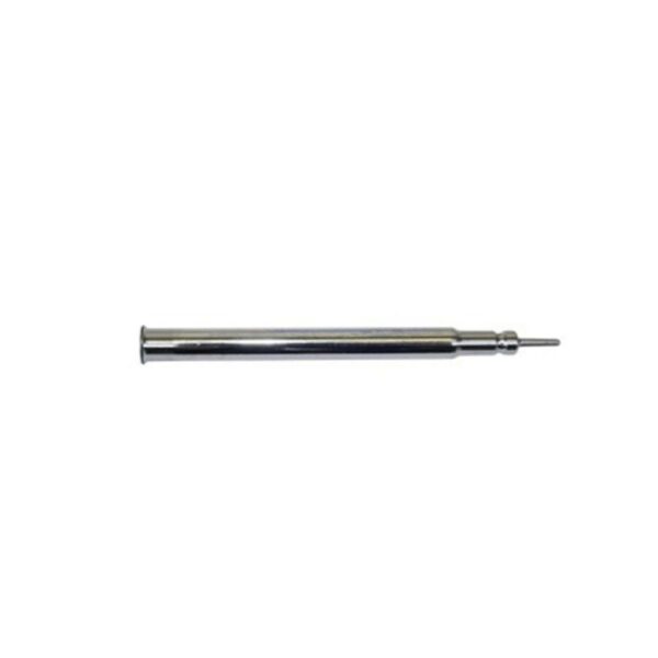 Precision screwdriver, silver handle on white background.