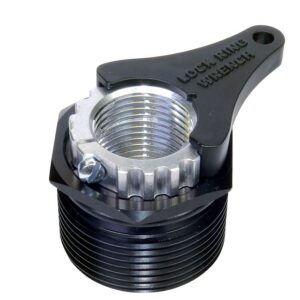 Bicycle lock ring wrench tool, black and silver.