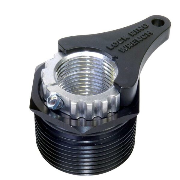 Bicycle lock ring wrench tool, black and silver.