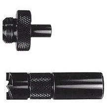 Black metal threaded connector and cap