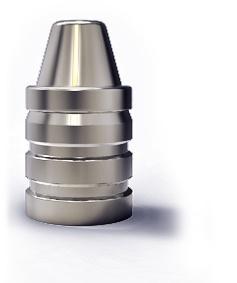 Silver bullet, three-groove design, isolated view
