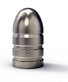 Silver bullet for firearms, close-up view.
