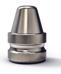 Metal bullet projectile with rounded tip.