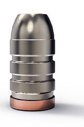 Silver bullet with copper base on white background.