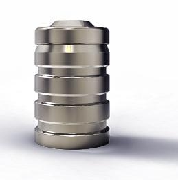 Metallic cylindrical object with horizontal grooves