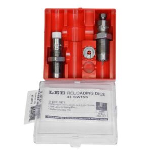 Lee 41 Swiss reloading dies in red case.