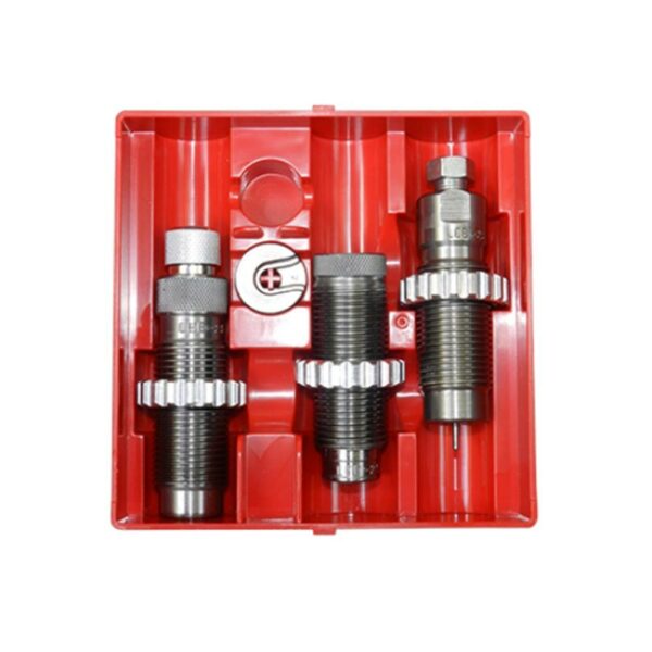 Reloading dies set in red plastic case