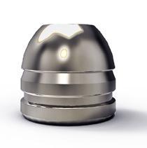 Smooth metal industrial component on white background