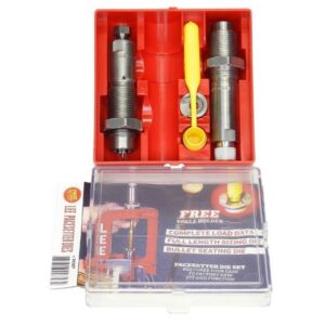 Reloading die set with case and accessories.