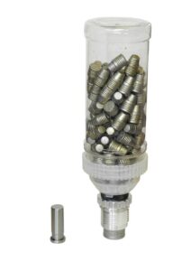 Reloading die with container of bullet heads