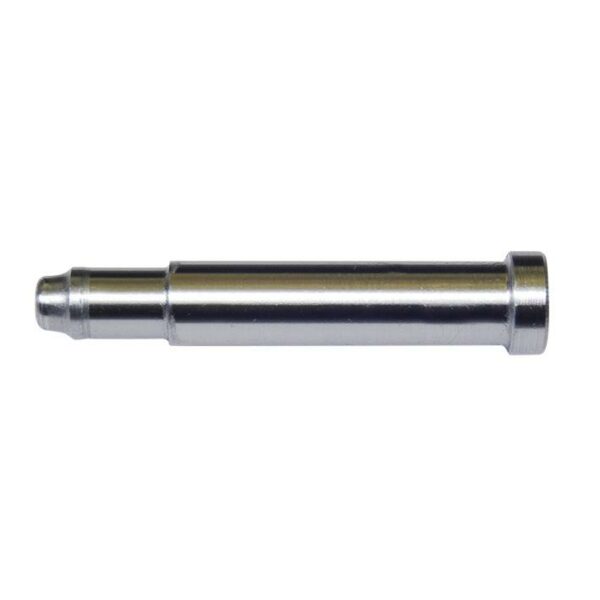 Metal cylindrical pin on white background.