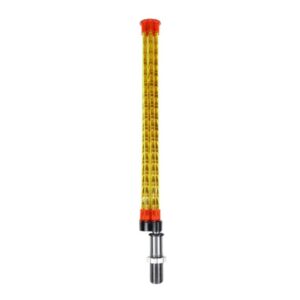 Yellow metal grid antenna with screw mount base.