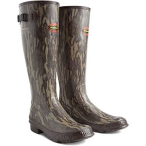 Camouflage waterproof boots for outdoor use.