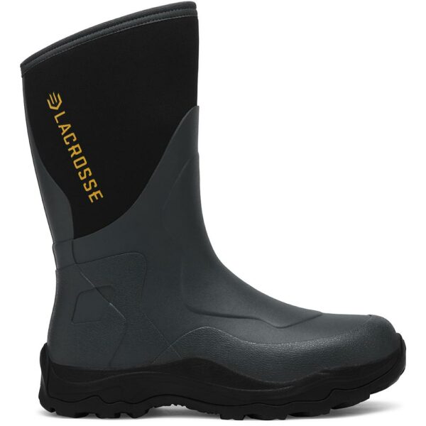 Black rain boot with brand logo