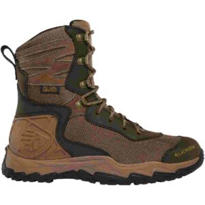 Brown waterproof lace-up hiking boot side view