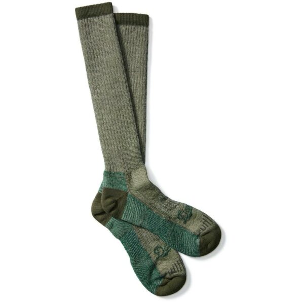 Green knee-high socks for outdoor activities.