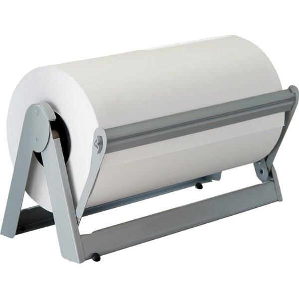 Large white paper spool on metal stand