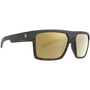 Stylish black and brown sunglasses with logo.