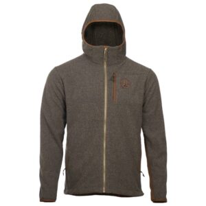 Gray hooded jacket with front zipper