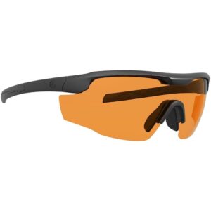Orange-lens sporty sunglasses with black frame