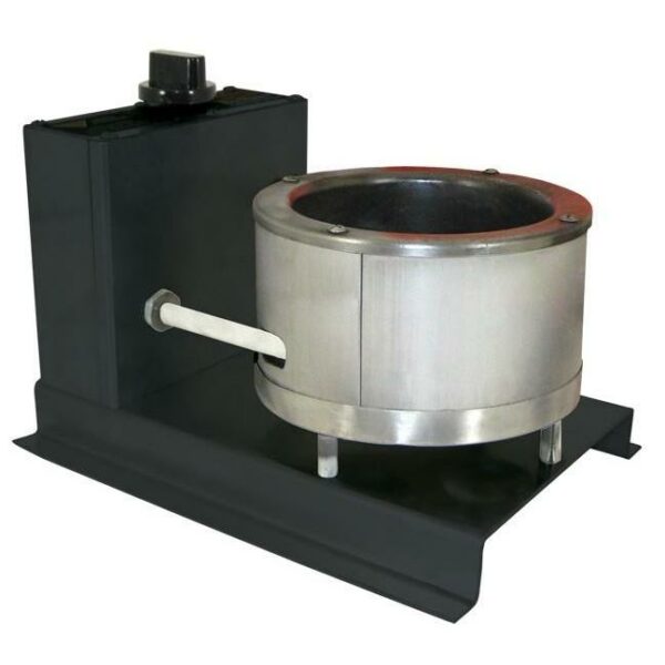 Metal melting furnace on black base