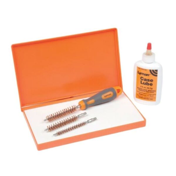 Lyman gun cleaning brush set with case lube.