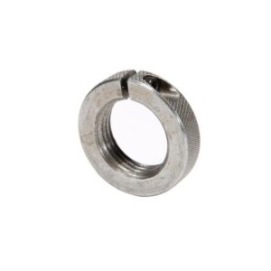 Metal lock nut on white background