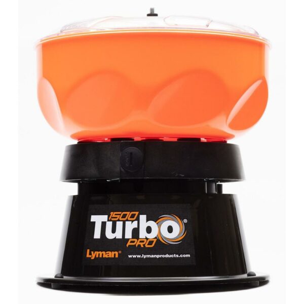 Lyman Turbo 1500 PRO tumbler, orange and black design.