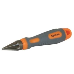 Gray and orange hand tool with metal tip