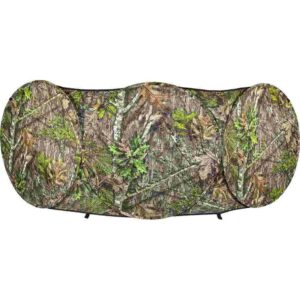 Camouflage pop-up hunting blind in forest pattern
