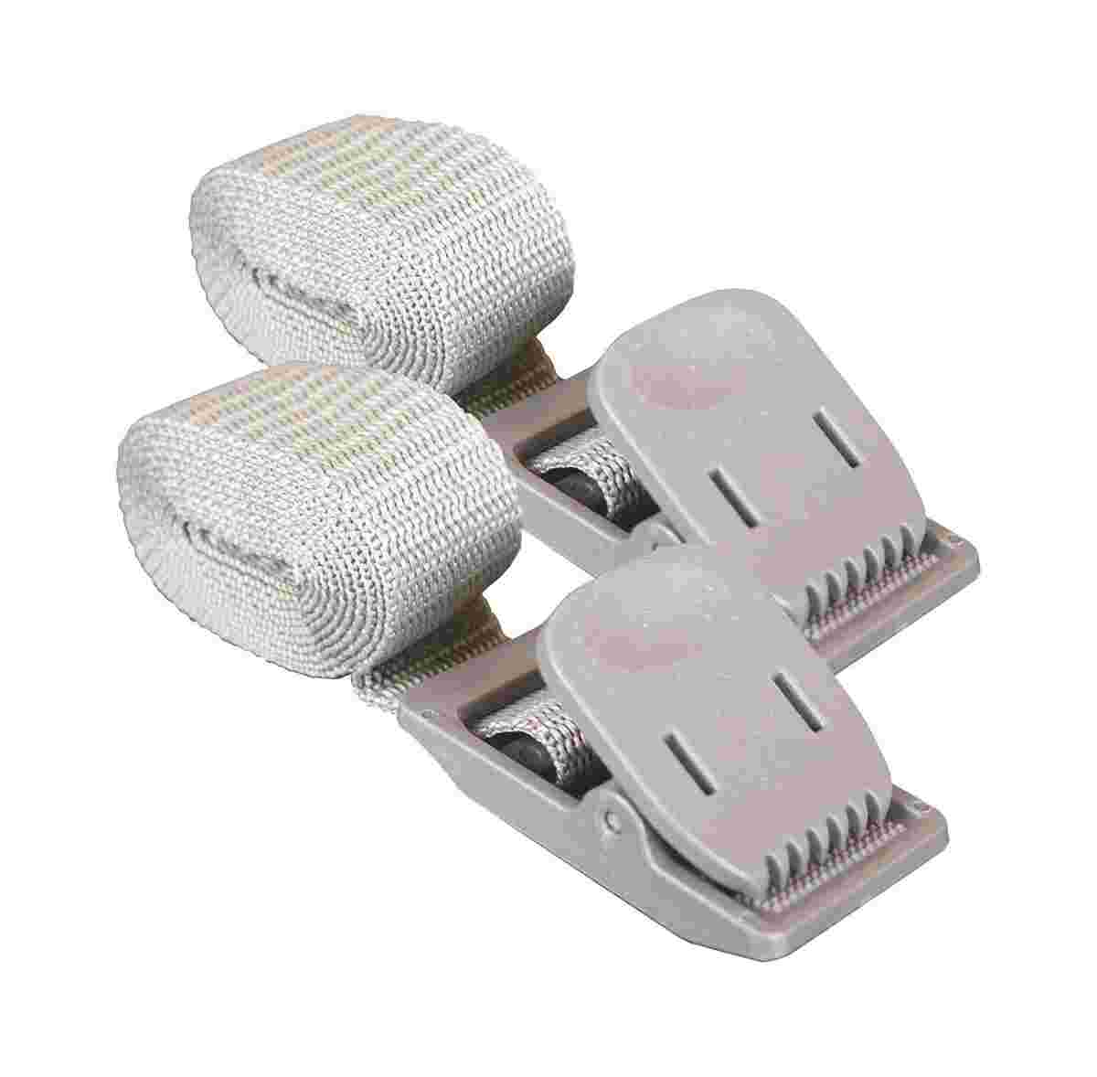 Two silver cam buckle straps