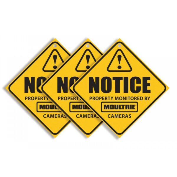 Notice sign for property monitored by cameras