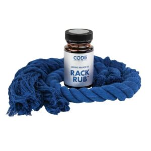 Rack Rub bottle with blue rope