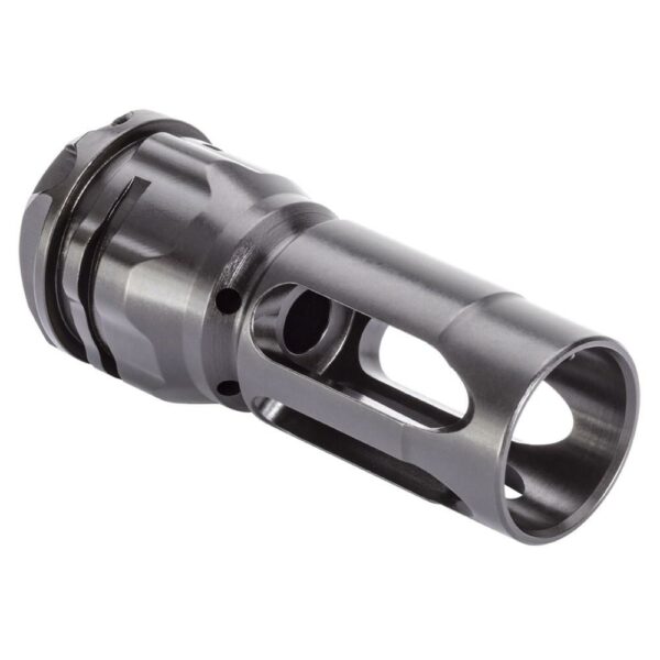 Silver metal muzzle brake for firearms
